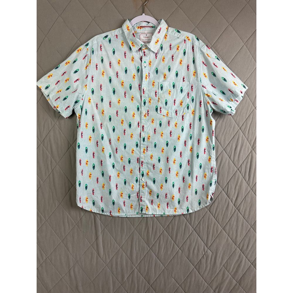 Zipcode By Ricky Singh Button Up Men's Extra Large Short Sleeve Slim Fit